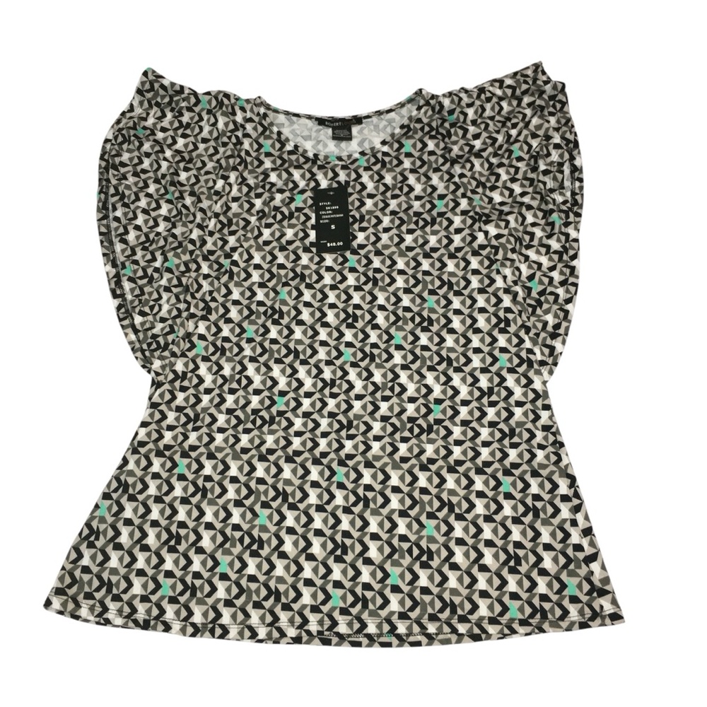 NWT Robert Louis Geometric Multi-Colored Flutter Sleeve Top - Women’s Small - Picture 2 of 12